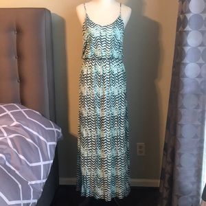 Lush Green Striped Maxi Dress Size M